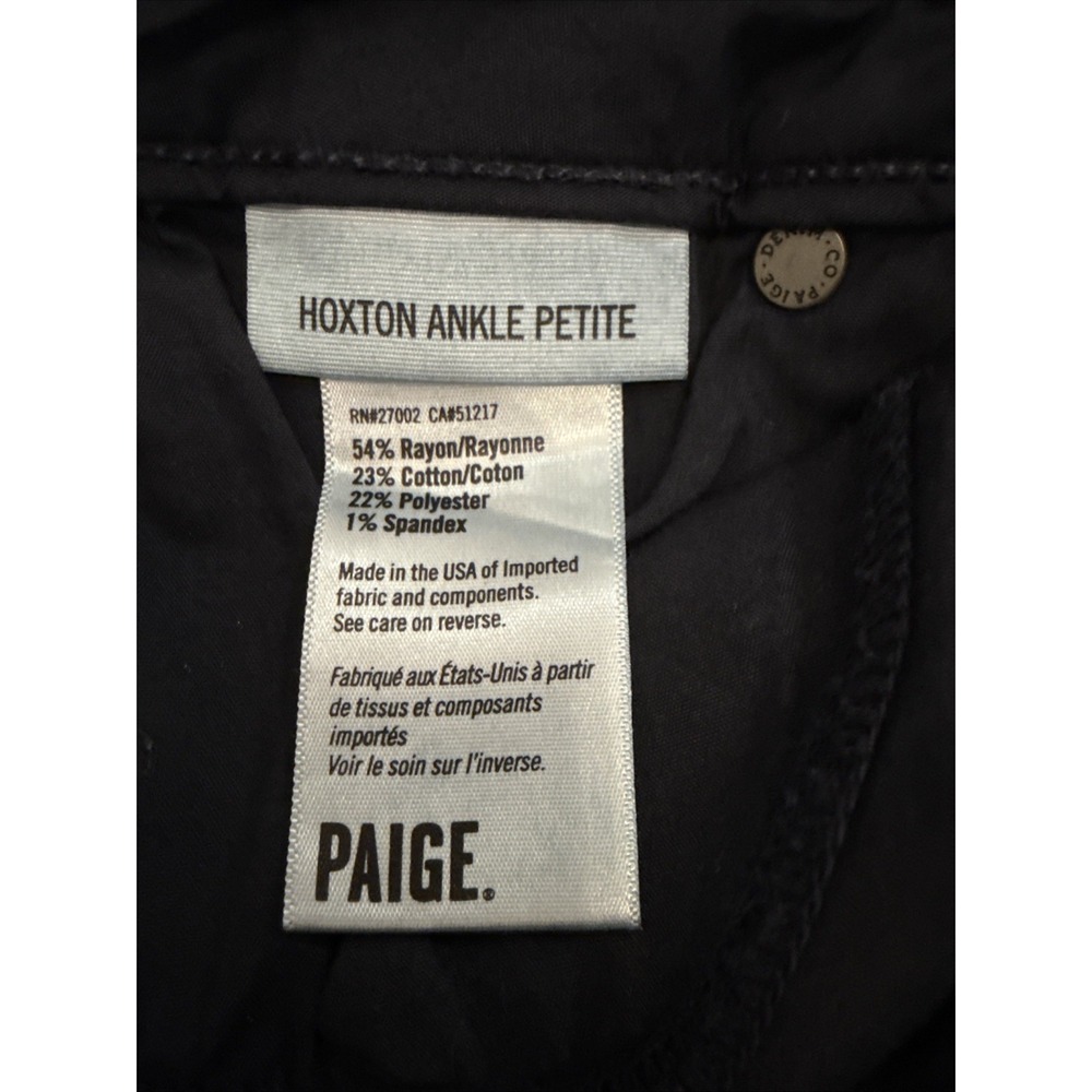 PAIGE Hoxton High Rise Ankle Petite Skinny Jeans Women's Size 26 Dark Indigo - Picture 7 of 9